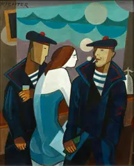 Bar in Marseille by Aurel Richter, oil on board, sold Sep 2014