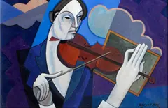 The Violinist by Aurel Richter, oil on board, sold Sep 2014