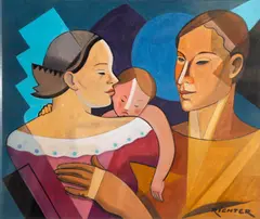 The Family by Aurel Richter, gouache on board, sold Sep 2014