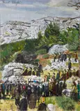 People watching a miracle by Carel Weight, oil on board, sold Sep 2014