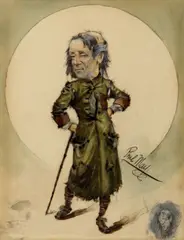 Arthur Roberts as "The Weasel" by Phil May, pencil, watercolour and bodycolour, sold Sep 2014