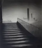 Town steps and chimneys by Trevor Grimshaw, pencil, sold Sep 2014