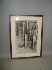 'Artist in his library'; 'Study for a Louis chair'; and 'Study of antique dish' by Reginald Brill, pencil, pen, ink and wash, offered Sep 2014