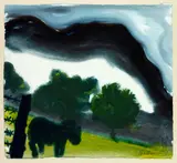 Anticoli Landscape No. 2 1977 by Heinz Inlander, gouache, sold Sep 2014