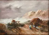 Seaweed gathering on the Guernsey coast by Sarah Louise Kilpack, oil on board, sold Sep 2014