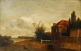Figures on a river bank by Richard Parkes Bonington, oil on panel, sold Sep 2014