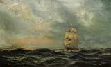 Ship in full sail by Edwin Hayes Rha, oil on canvas, sold Sep 2014