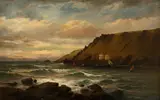 'The Bolt head' - A three masted barque crossing the bar at Salcombe by George Henry Jenkins, oil on canvas, sold Sep 2014