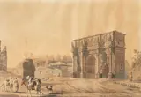 The Arch of Constantine by Abraham-Louis-Rodolphe Ducros, watercolour over etched outline on laid paper with original wash line mount, offered Sep 2014