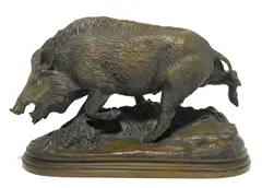 French patinated bronze model of a boar by Isidore Bonheur, patinated bronze, sold Dec 2014
