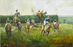 Becher's Brook, The Grand National by Michael Lyne, 1968, oil on canvas, sold Dec 2014