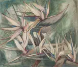 Birds of Paradise by Shirley Marie Russell, oil on canvas laid down on board, sold Dec 2014