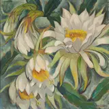 Flowers by Shirley Marie Russell, oil on canvas laid down on board, sold Dec 2014