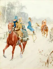 A Snowy Farewell by Gilbert Scott Wright, pencil and watercolour, offered Jul 2014