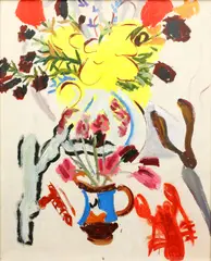 Still life with lobster and flowers by Elizabeth Cope, oil on board, offered Jul 2014