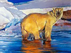 Polar bear by Michael Vaughan, oil on canvasboard, sold Jul 2014