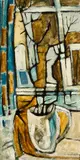 Window ledge still life with potted plant by Gwilym Pritchard, oil on board, sold Jul 2014