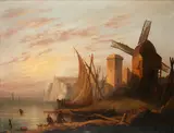 Coastal scene with windmill, near Dover by English School, late 19th Century, oil on canvas, sold Jul 2014