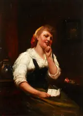 The letter by Thomas Hunt, oil on canvas, sold Jul 2014