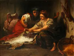 'Two Women Shall be Grinding at the Mill' by Alfred Elmore, oil on canvas, sold Jul 2014