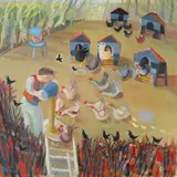 'Feeding the hens' by Anthea Craigmyle, oil on canvas, offered May 2014