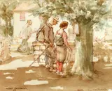 They Say the Food is Very Good Here by Roland Batchelor, watercolour, sold May 2014
