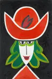Portrait with red hat by Theodore Major, oil on board, sold May 2014