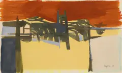 Lelant Church by Bryan Wynter, gouache and watercolour, sold May 2014