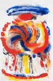 Bright red, yellow and black by Terry Frost, acrylic monotype, sold May 2014