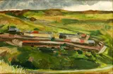 'A Village' 1987 by George Chapman, oil on board,, sold May 2014