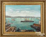 of a British naval vessel arriving at Halifax Nova Scotia by George H. Craig, oil on canvas, sold Oct 2021