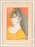 Untitled by Angna Enters, graphite and watercolor, sold Sep 2021