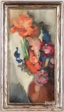 still life of flowers by Sue May Gill, oil on artist board, sold Sep 2021