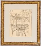titled French Bandstand by Carl Oscar August Erickson, charcoal, sold Sep 2021