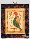 fraktur of a parrot by David Y. Ellinger, watercolor, sold Sep 2021