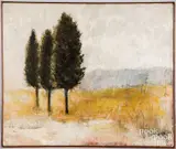 titled {Swamp Cedars} by A. Wise, oil on canvas, sold Sep 2021