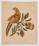 drawing of a bird perched on a flowering branch by David Frey, watercolor, sold Sep 2021