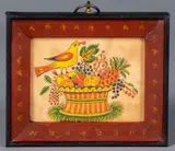 fraktur fruit basket by David Y. Ellinger, watercolor, sold Jul 2021