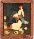 of chickens by Jeanne Davies, oil on canvas, sold Jul 2021