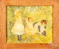 of three children by Jeanne Davies, oil on canvas, sold Jul 2021