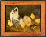 of cats and chicks by Jeanne Davies, oil on canvas, sold Jul 2021