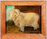 of a ram by Jeanne Davies, oil on canvas, sold Jul 2021