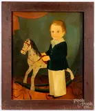 portrait of a boy with hobby horse by Jeanne Davies, oil on canvas, sold Jul 2021