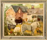 farmscene by Jeanne Davies, oil on canvas, sold Jul 2021