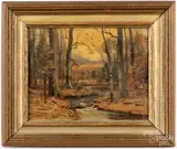 wooded landscape with stream by Frank A. Barney, oil on board, sold Jul 2021
