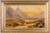 mountainous landscape with sheep by Benjamin Davis, oil on canvas, sold Jul 2021