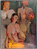 titled Quartet by Charley Ann Rhoads, oil on canvas, sold Jul 2021