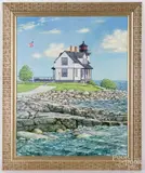 Maine Lighthouse by William Beebe, oil on canvas, sold May 2021