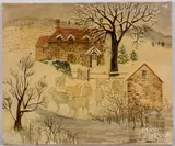 winter landscape by Jeanne Davies, oil on canvas, sold May 2021