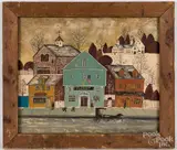 street scene by Dolores Hackenberger, oil on canvas, sold May 2021